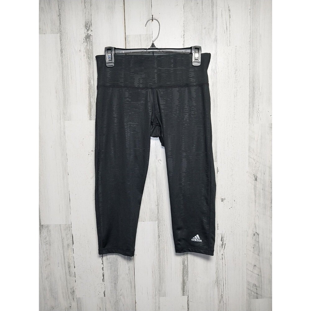 Adidas Size M Mid Rise Climalite Leggings Crop Capri Black